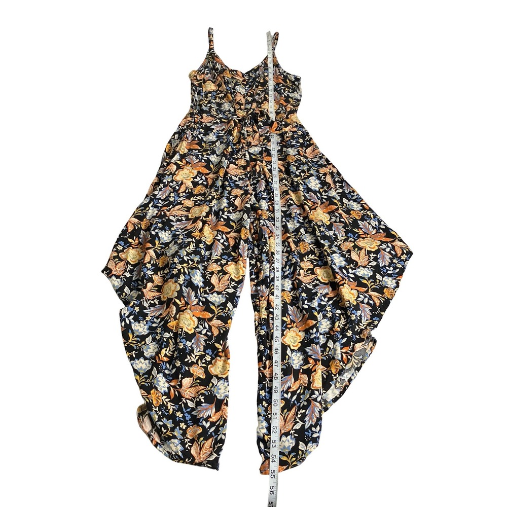 MSK Jumpsuit Womens M Black Floral Wide Leg Boho Cottagecore Flowy Sleeveless - Picture 10 of 16